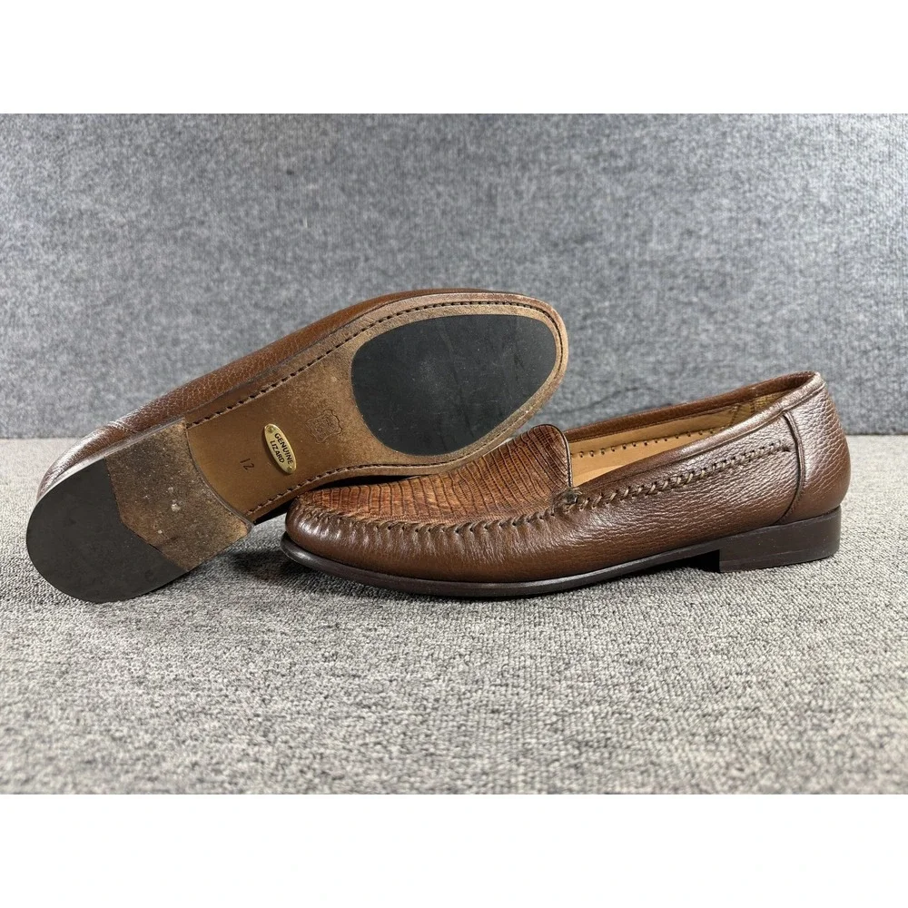 Alan Payne Shoes Mens 12 A Brown Genuine Lizard Leather Loafer Slip On Dress